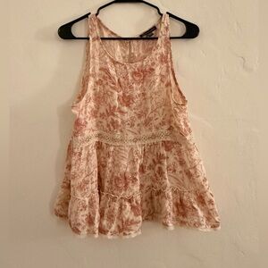 Floral Lace-Trim Flowy Top